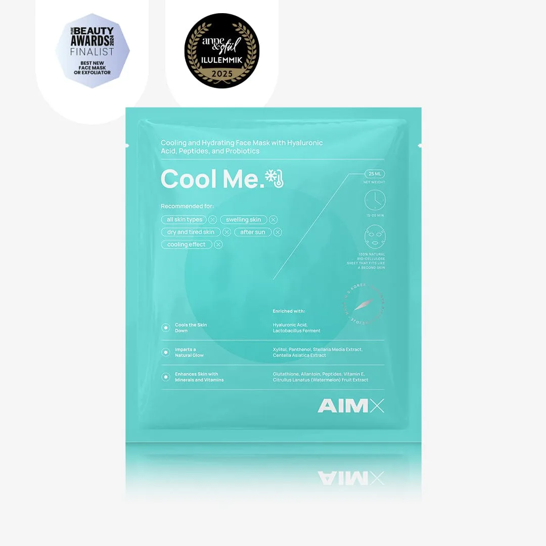 AIMX Cool Me vėsinamoji drėkinamoji veido kaukė, 25 ml × 5